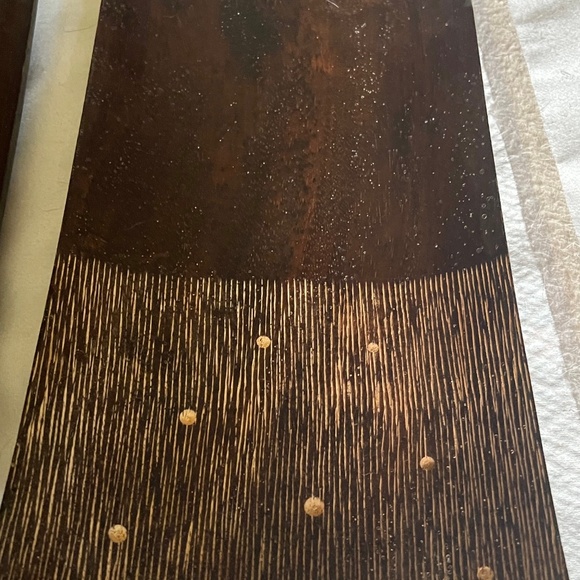 5 Piece Rectangular Wood Plate Serving Set W/ Carved Design--4 Plates, 1 Platter - Picture 5 of 9